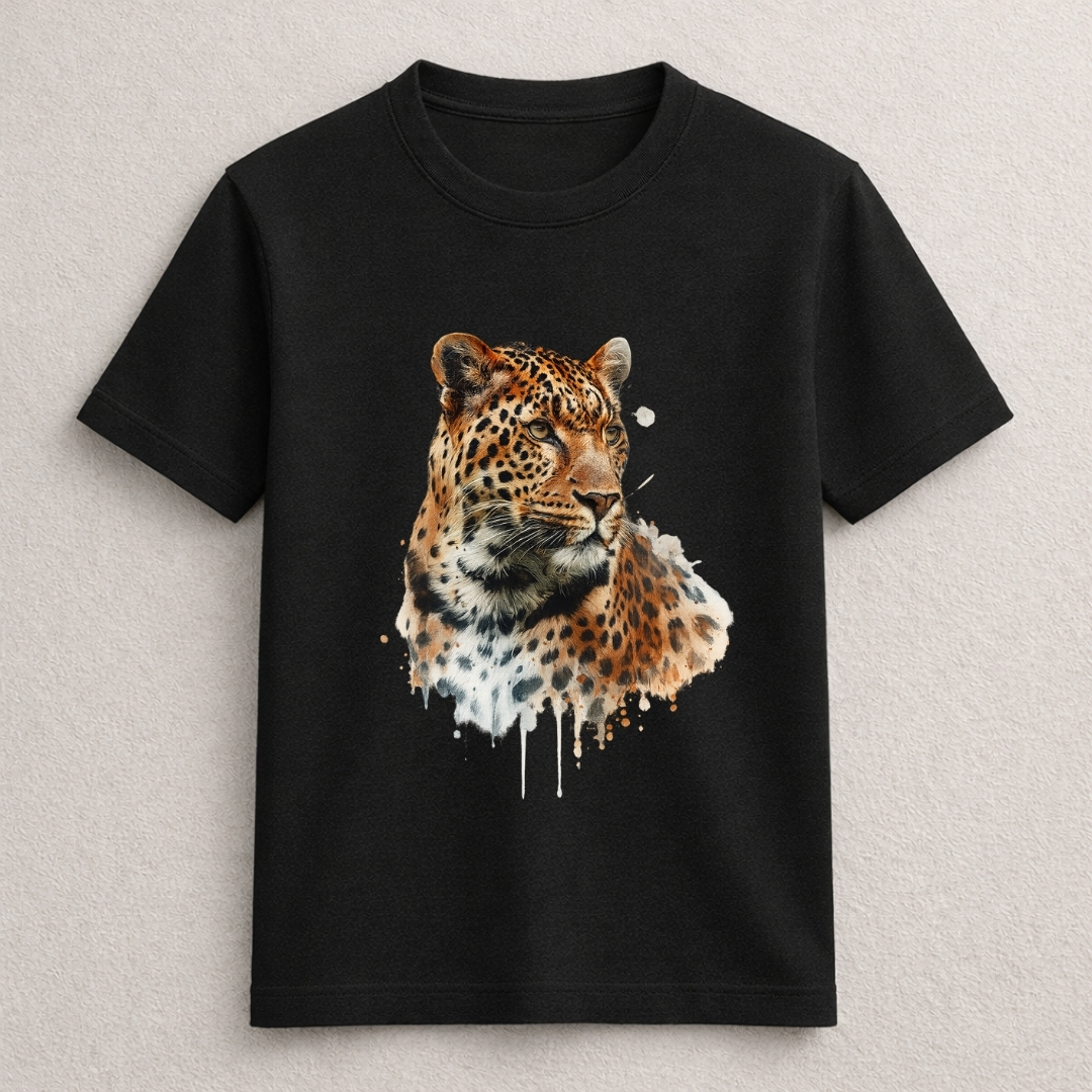Wild Leopard Graphic Printed Black T-Shirt - Image 2