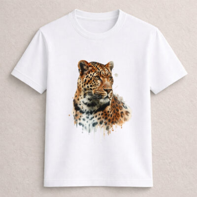 wild leopard graphic printed black t-shirt