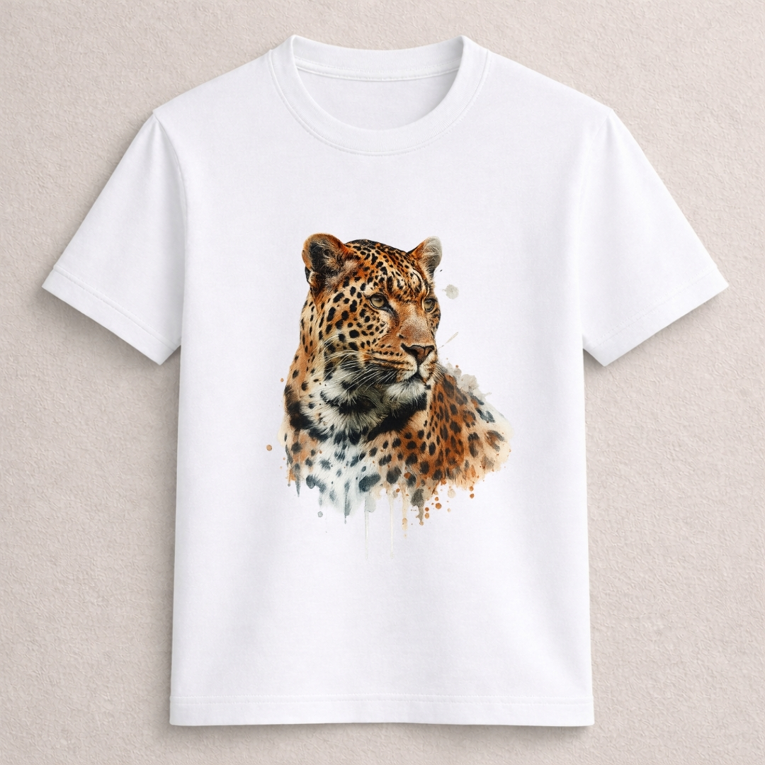 wild leopard graphic printed black t-shirt