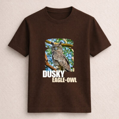 dusky eagle-owl graphic printed black t-shirt