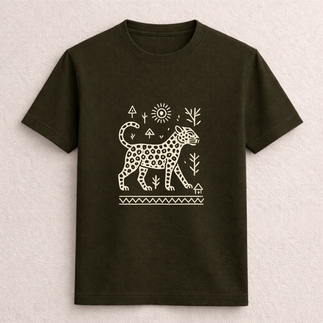 Wild Leopard Tribal Art T-Shirt - Image 5