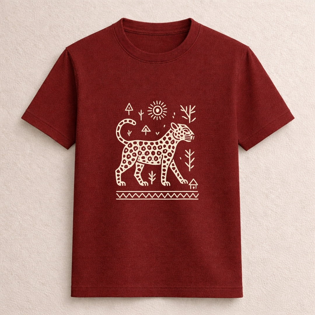 Wild Leopard Tribal Art T-Shirt - Image 3