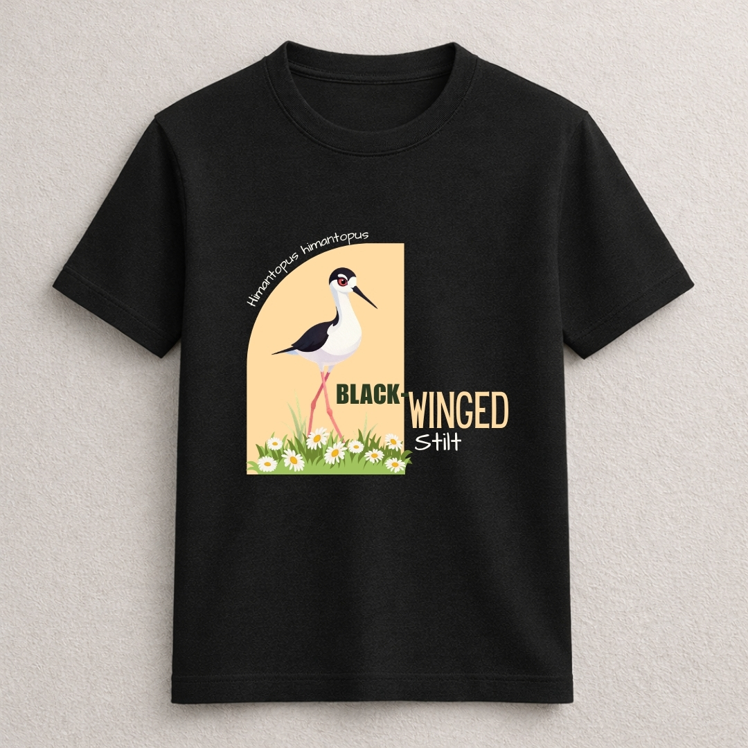 Black Winged Stilt Bird Graphic T-Shirt