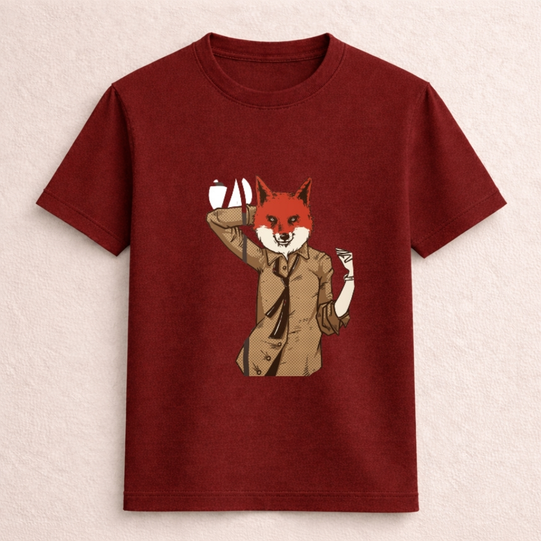 Fox Lady Graphic T-Shirt – Vintage Animal Art Tee - Image 2