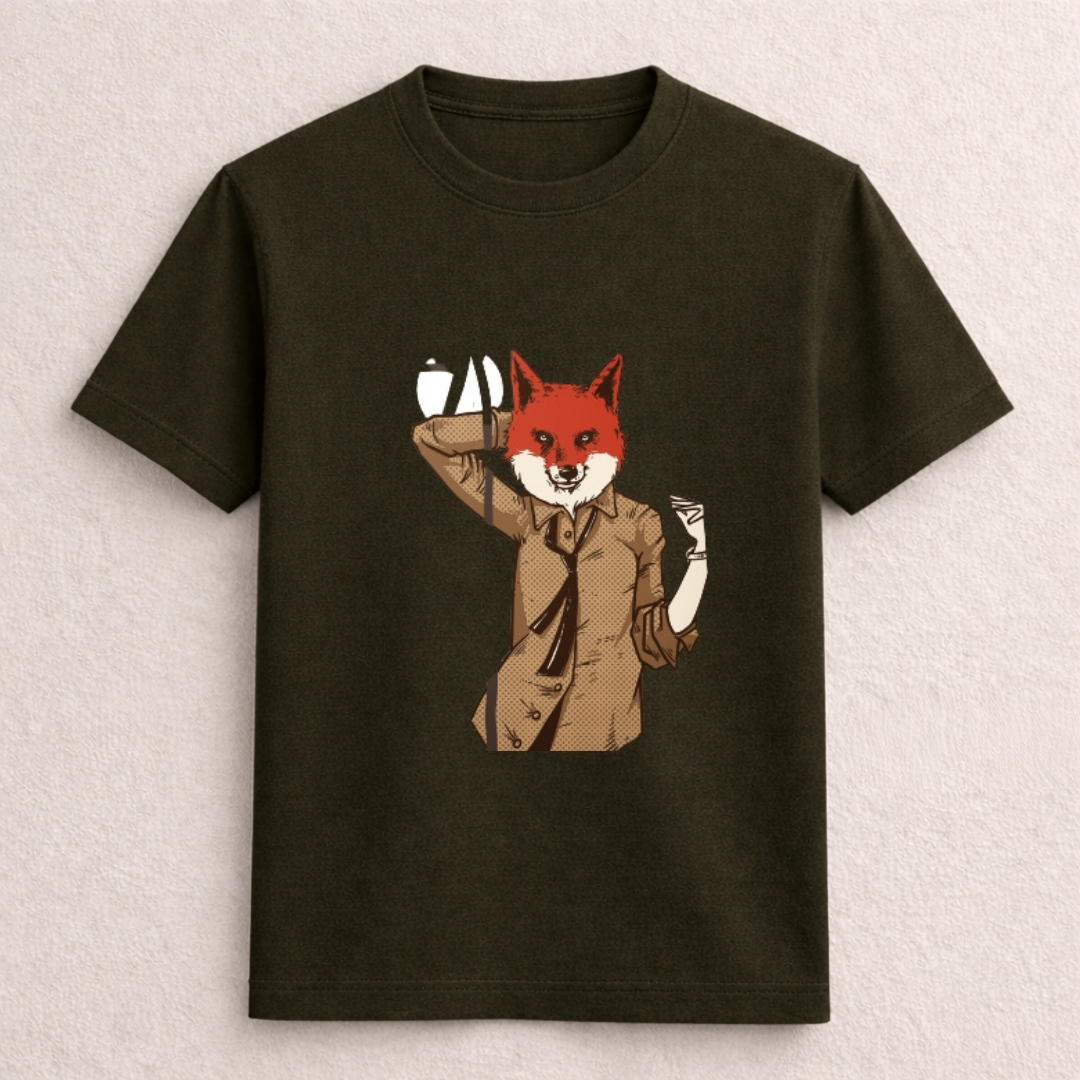 Fox Lady Graphic T-Shirt – Vintage Animal Art Tee - Image 4