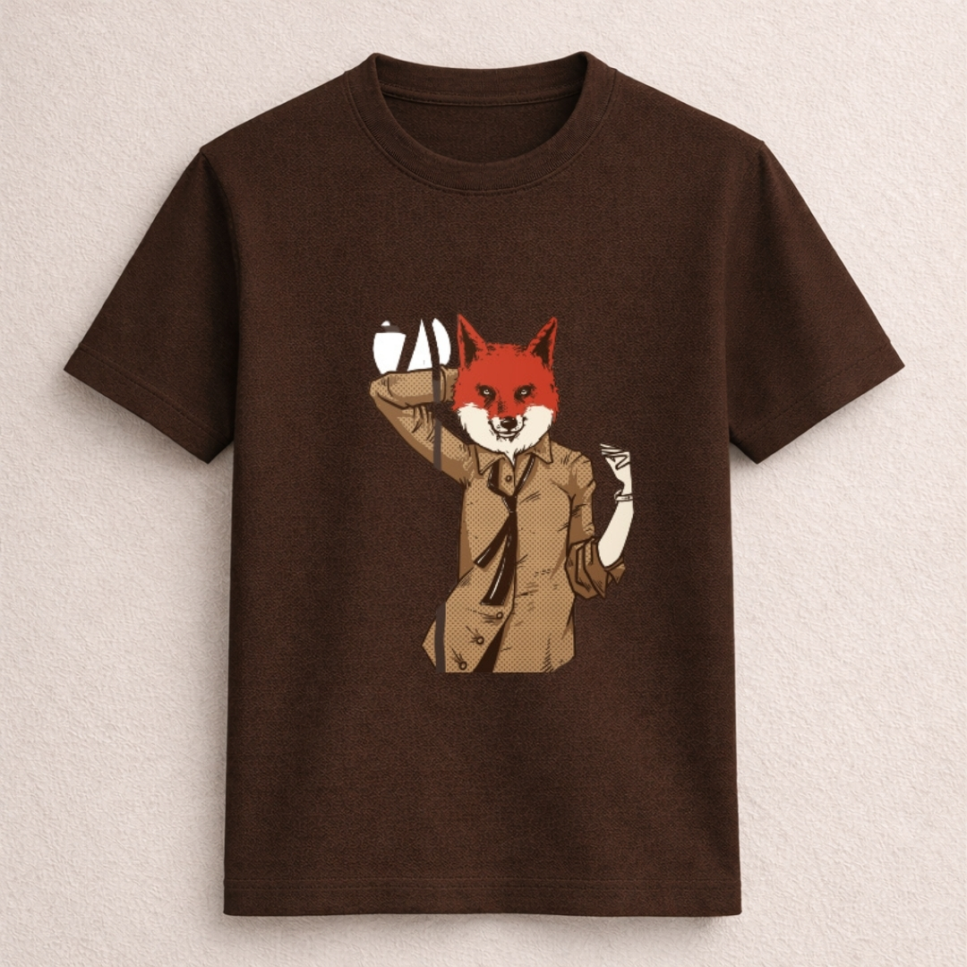 Fox Lady Graphic T-Shirt – Vintage Animal Art Tee - Image 3
