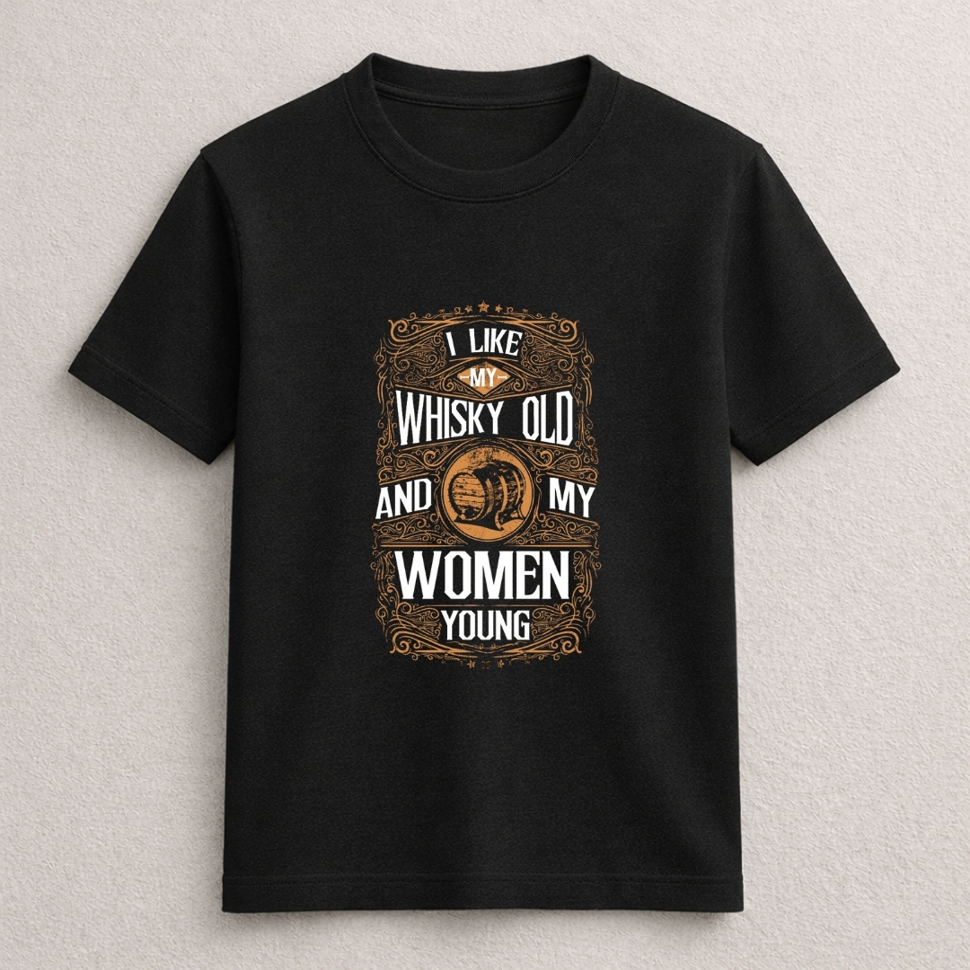 Whisky Old & Women Young Vintage Graphic T-Shirt - Image 5