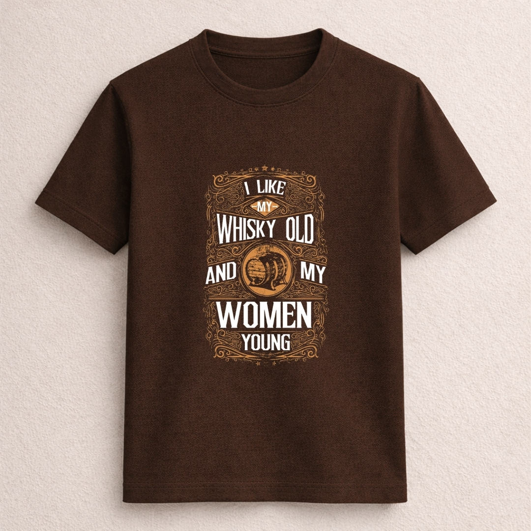Whisky Old & Women Young Vintage Graphic T-Shirt - Image 3