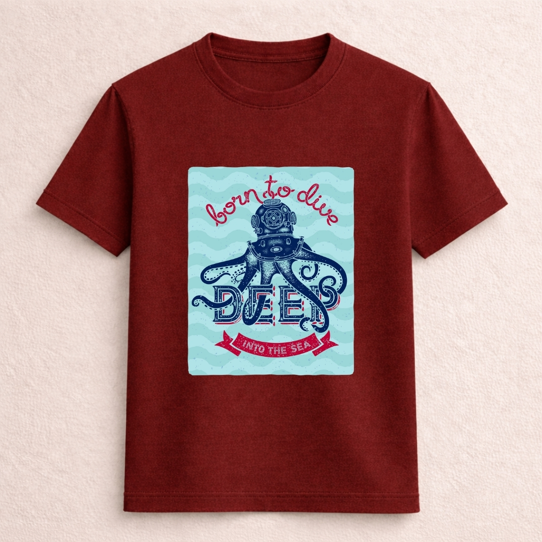 Born to Dive Deep Into the Sea Octopus Graphic T-Shirt - Image 2