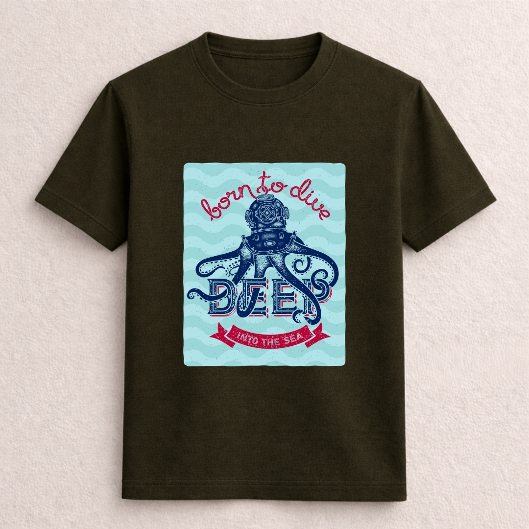 Born to Dive Deep Into the Sea Octopus Graphic T-Shirt - Image 4