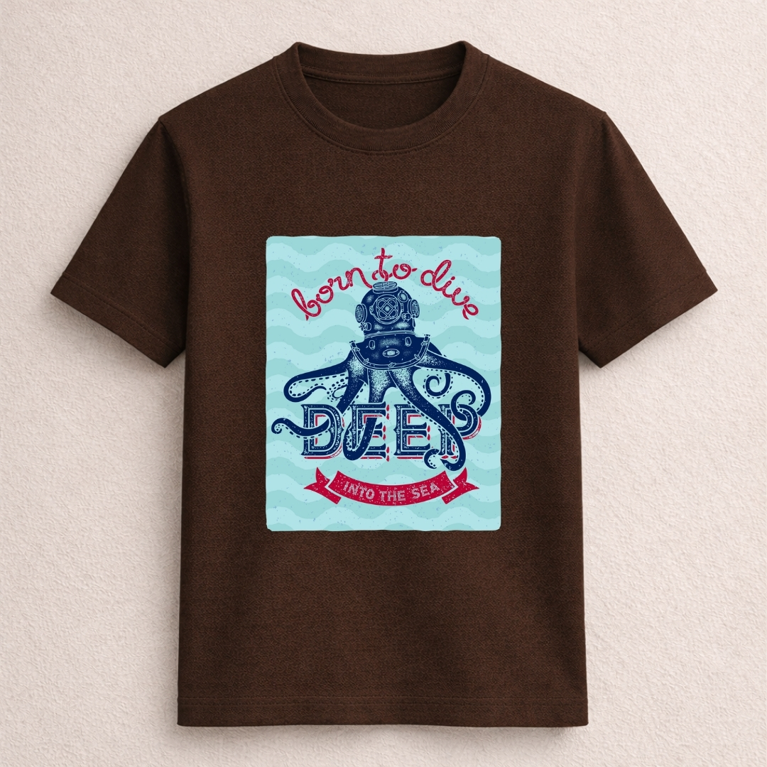 Born to Dive Deep Into the Sea Octopus Graphic T-Shirt - Image 3