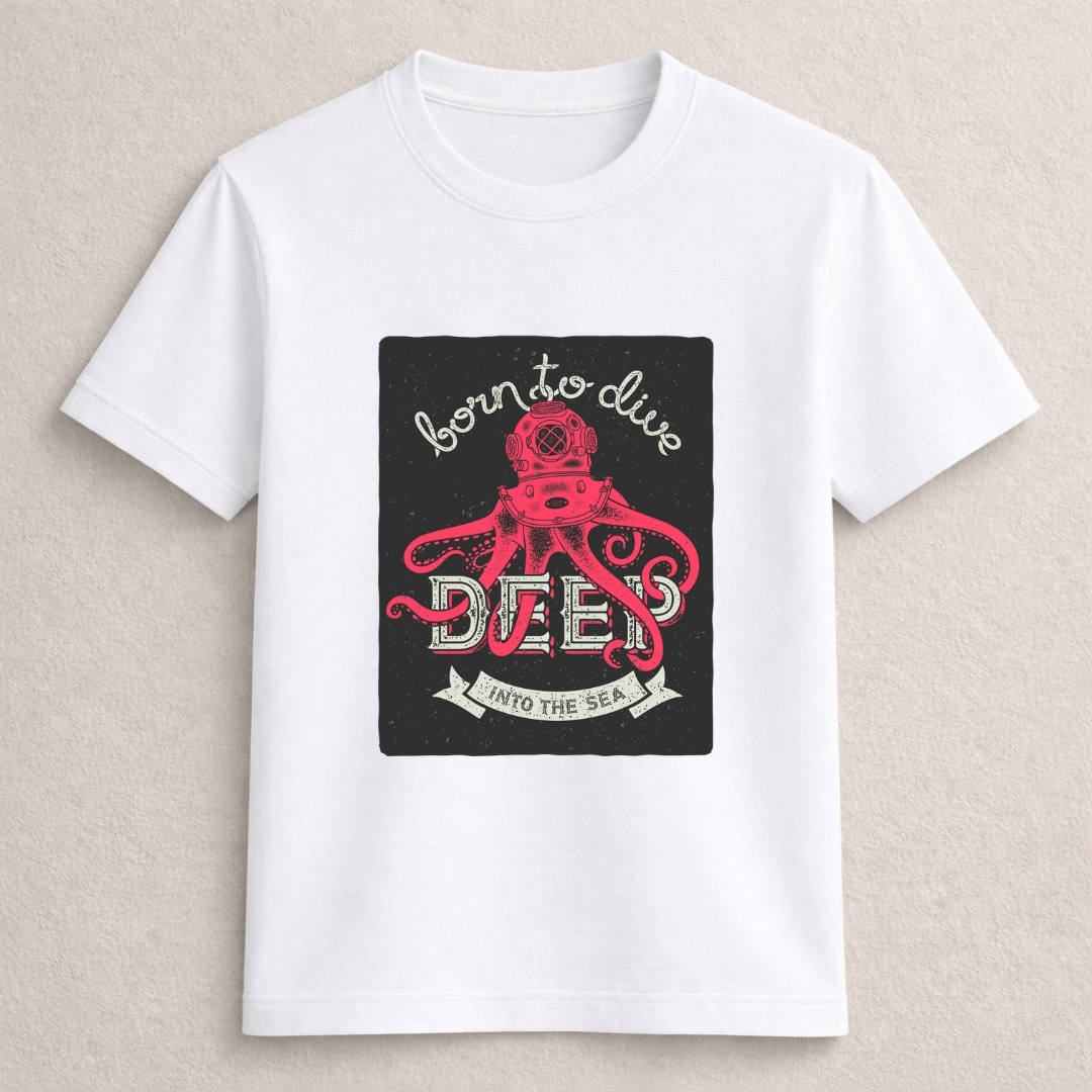 Born to Dive Deep Into the Sea Octopus Graphic T-Shirt – Pink Edition - Image 6