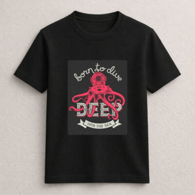 Born to Dive Deep Into the Sea Octopus Graphic T-Shirt – Pink Edition