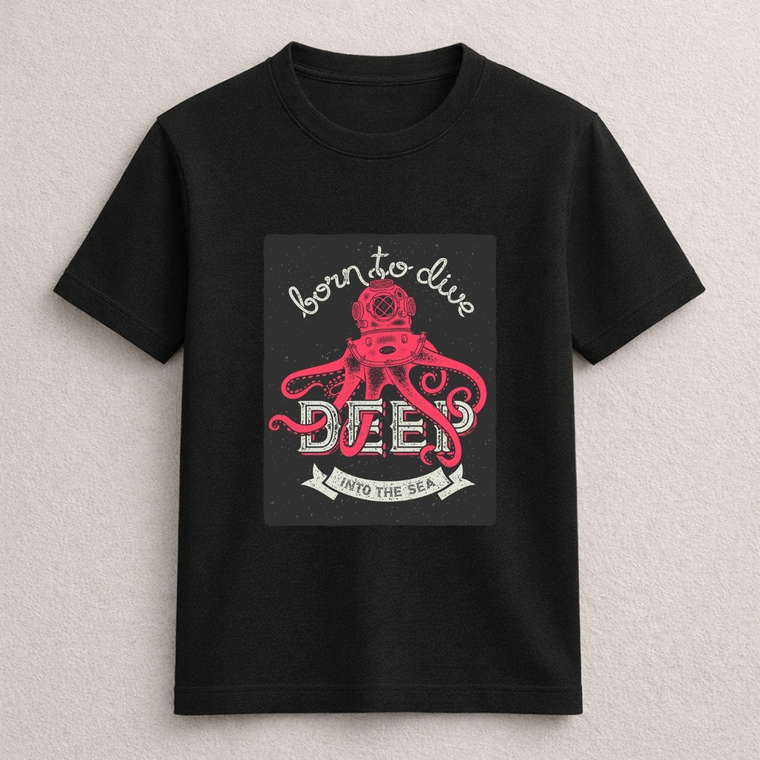 Born to Dive Deep Into the Sea Octopus Graphic T-Shirt – Pink Edition