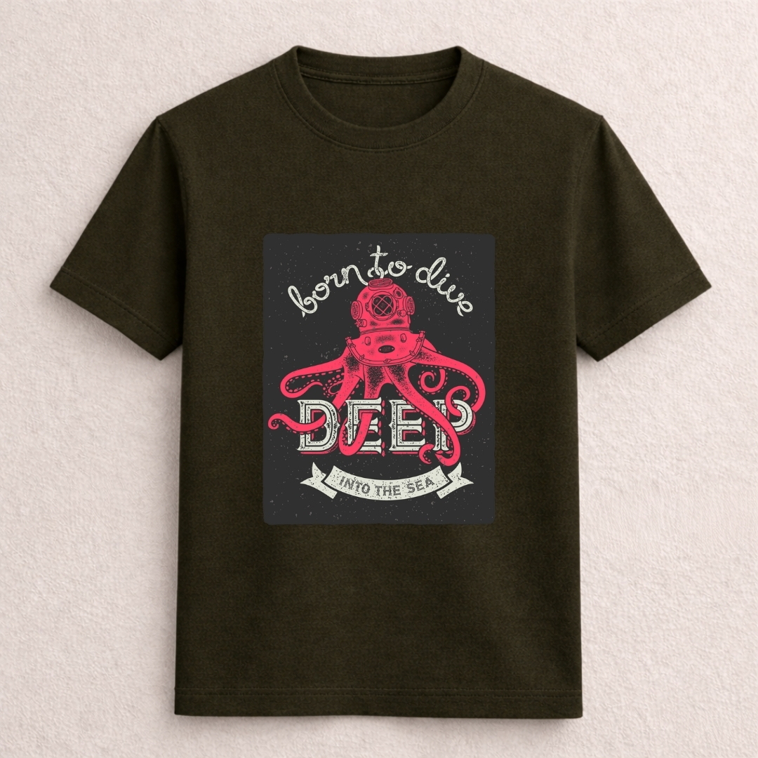 Born to Dive Deep Into the Sea Octopus Graphic T-Shirt – Pink Edition - Image 4