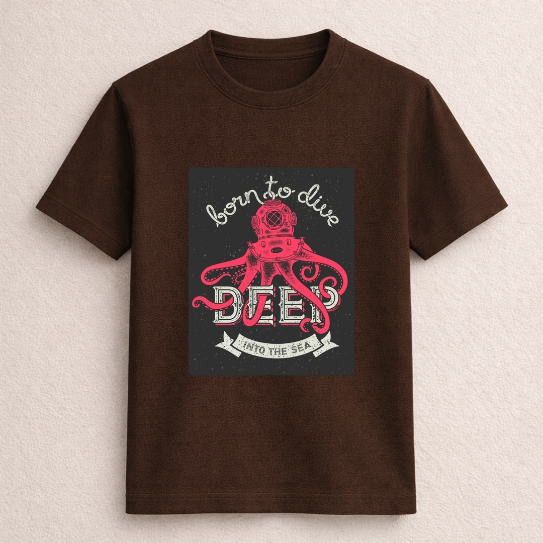 Born to Dive Deep Into the Sea Octopus Graphic T-Shirt – Pink Edition - Image 3