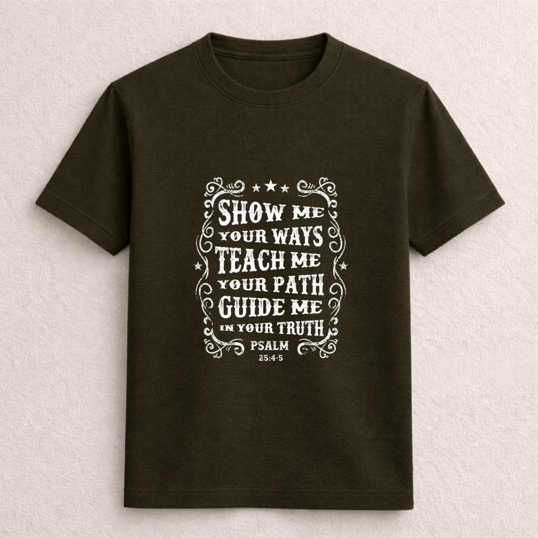 Psalm 25:4-5 Christian Faith Graphic T-Shirt - Image 4