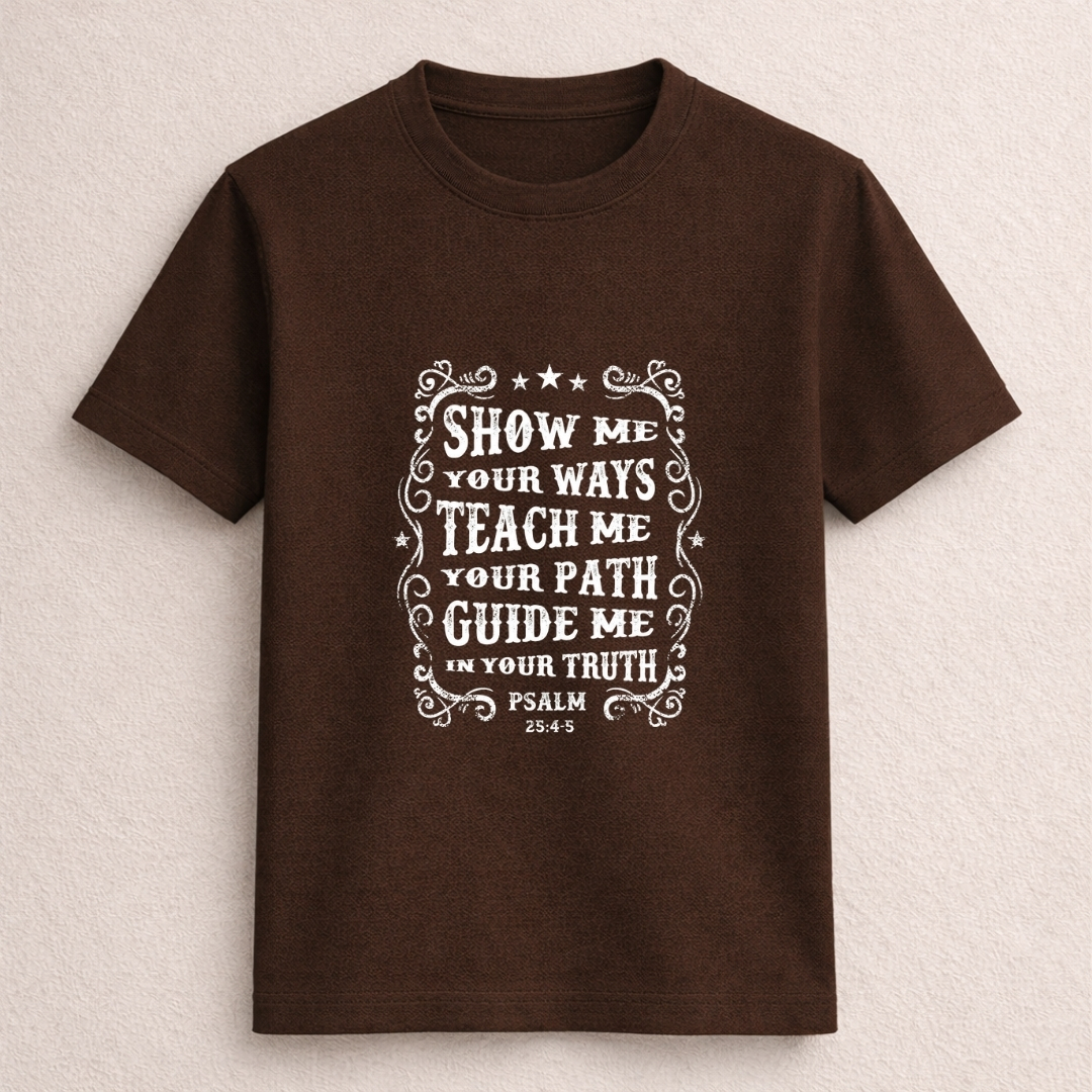 Psalm 25:4-5 Christian Faith Graphic T-Shirt - Image 3
