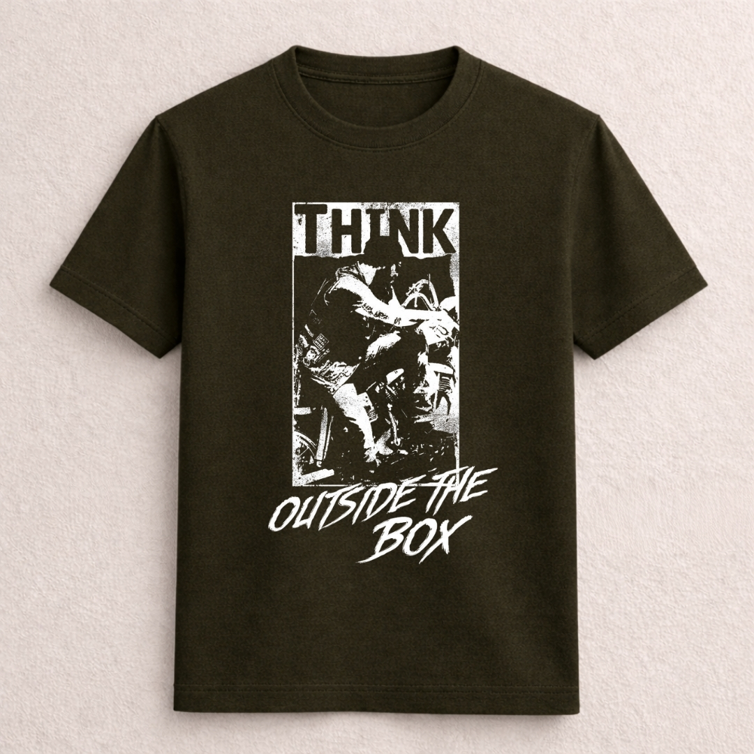 Think Outside the Box Motorcycle Graphic T-Shirt
