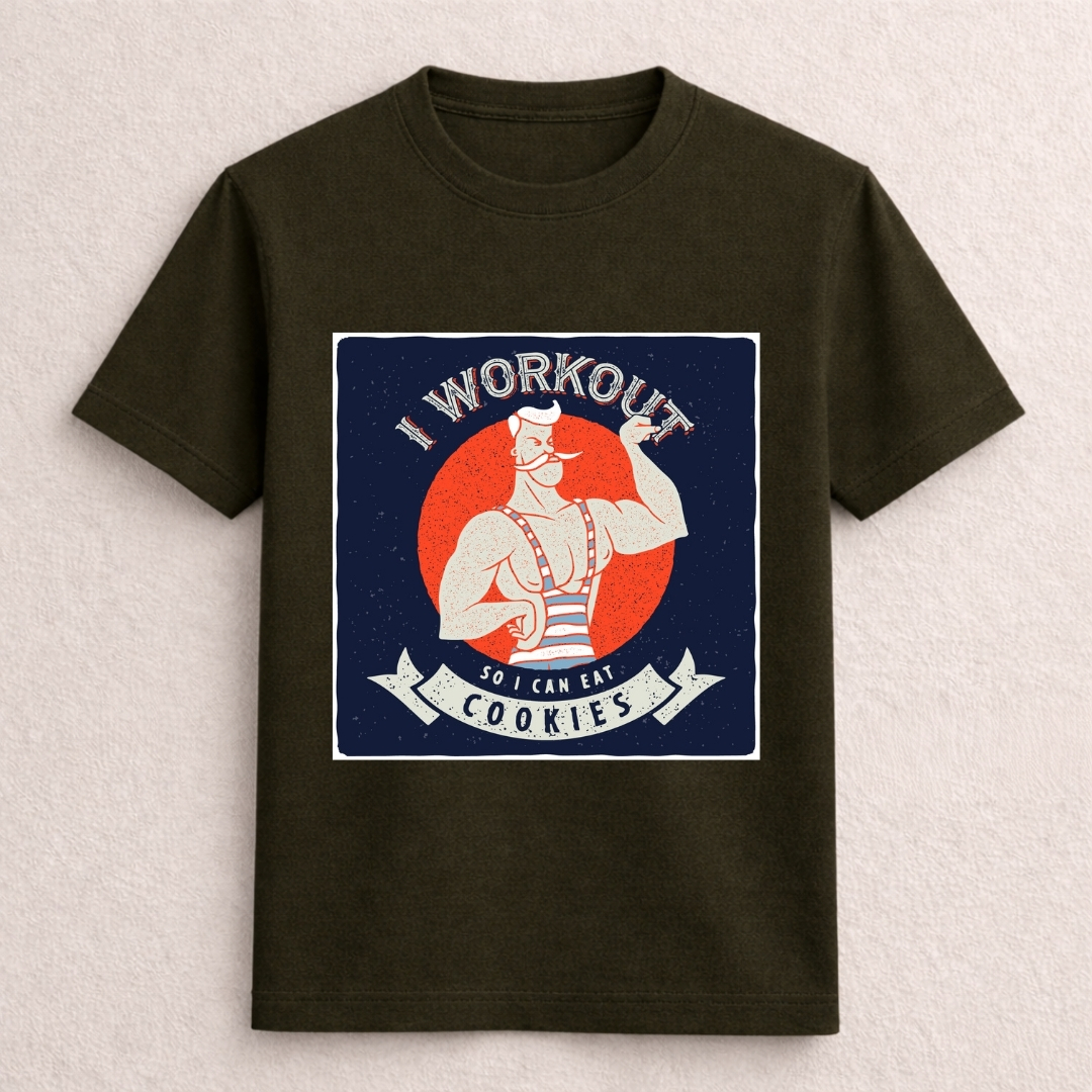 Funny I Workout So I Can Eat Cookies Fitness T-Shirt - Image 4