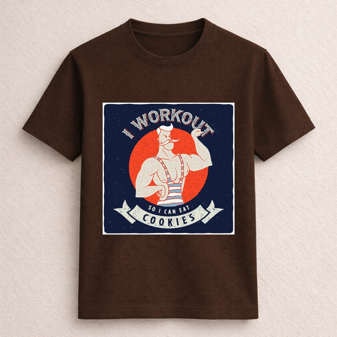 Funny I Workout So I Can Eat Cookies Fitness T-Shirt - Image 3