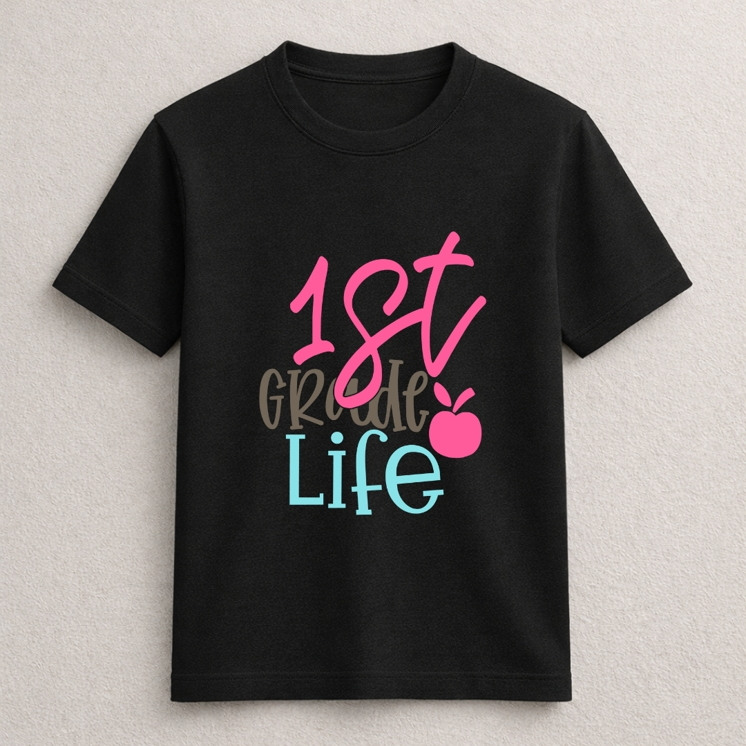 1st Grade Life Kids T-Shirt Pink
