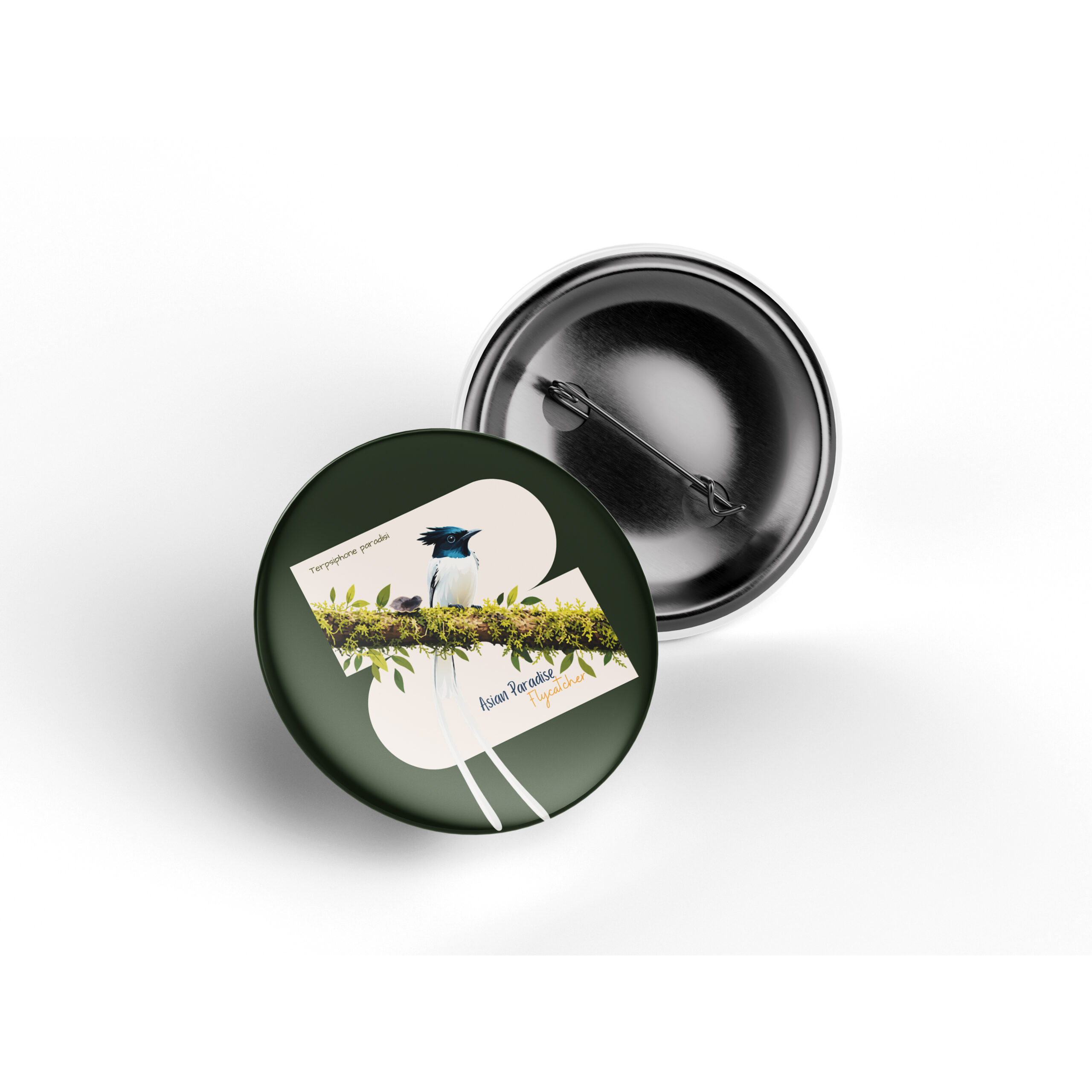 Asian Paradise-Flycatcher pin badge