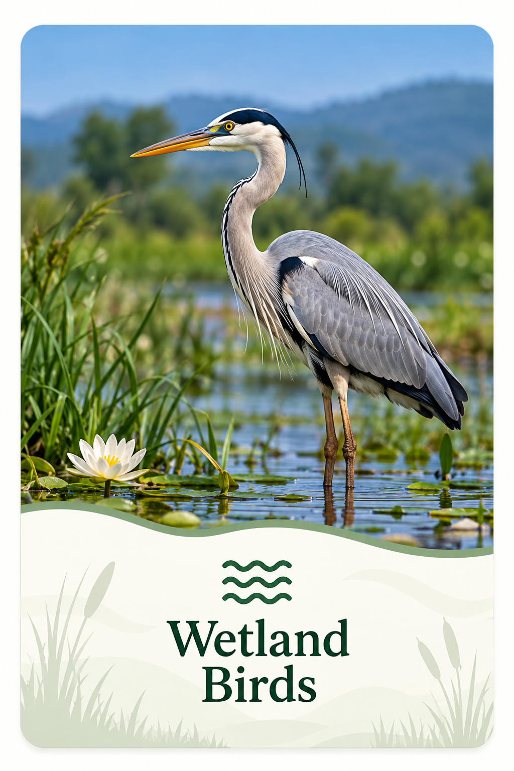 Wetland Birds Heron Nature Card